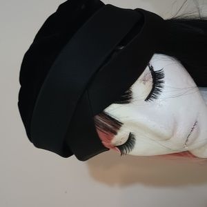 Vintage John Wanamaker black velvety pillbox hat miss Alice